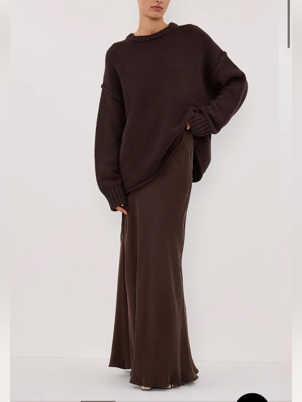 DISSH Colette Bitter Choc Silk Maxi Skirt - Picture 3 of 6